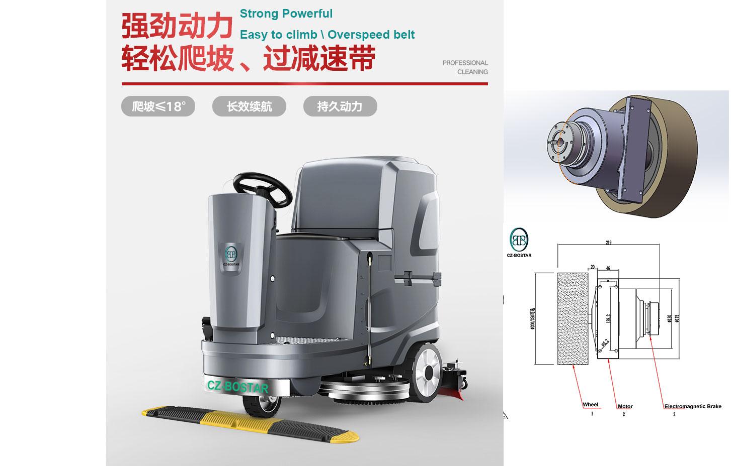 BOSTAR Power Designed And Launched New Kinds of Floor Cleaning Machine Drive Wheel Hub Motor