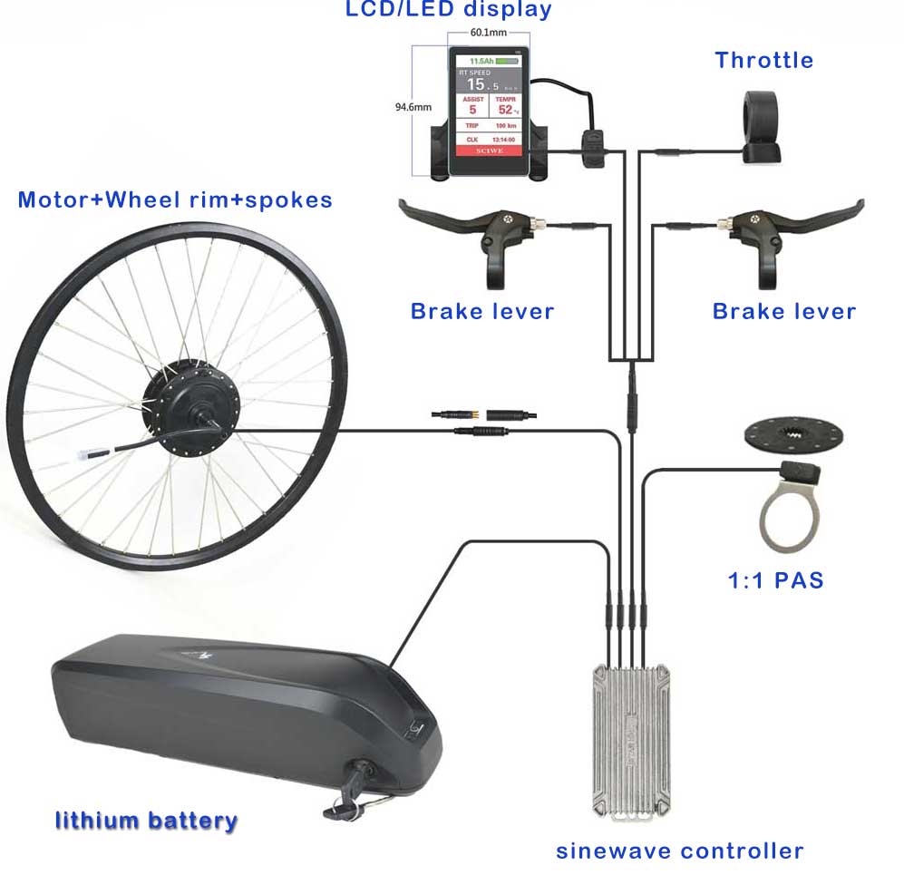 48V 500W rear wheel e-bike motor conversion kit electric bicycle motor kit